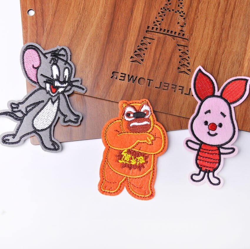 Borduurwerk Patch Stickers Voor Kinderen Cartoon Doek Stickers Kleine Kat Muis Borduurwerk Thermo-Lijm Kleding Stickers