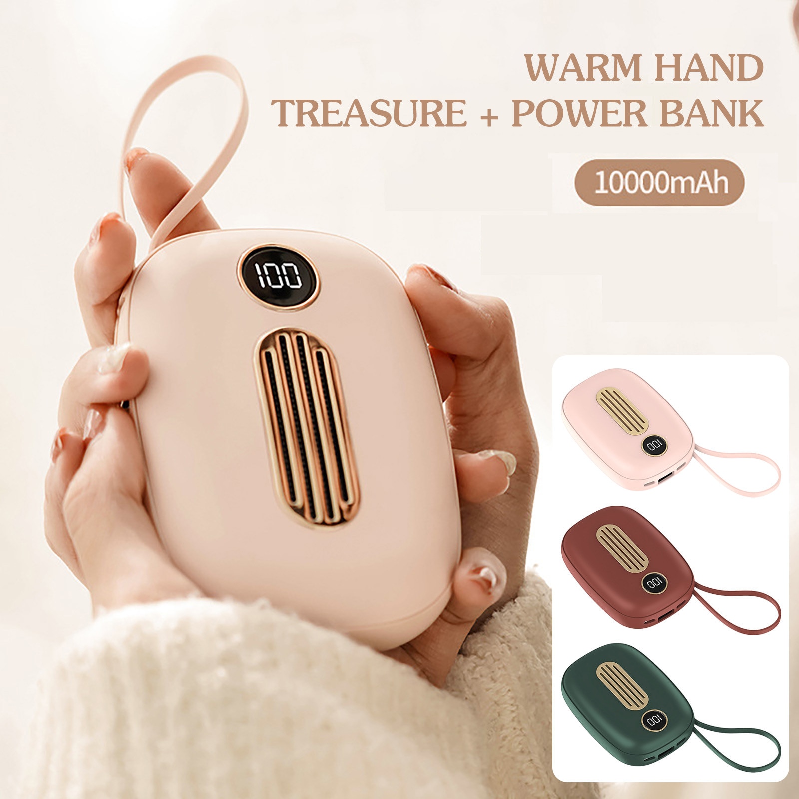lovely Hand Warming Cute Mini USB Charger Portable Mobile Power Display 10000MA hand warmers rechargeable outdoor Mini Warmers
