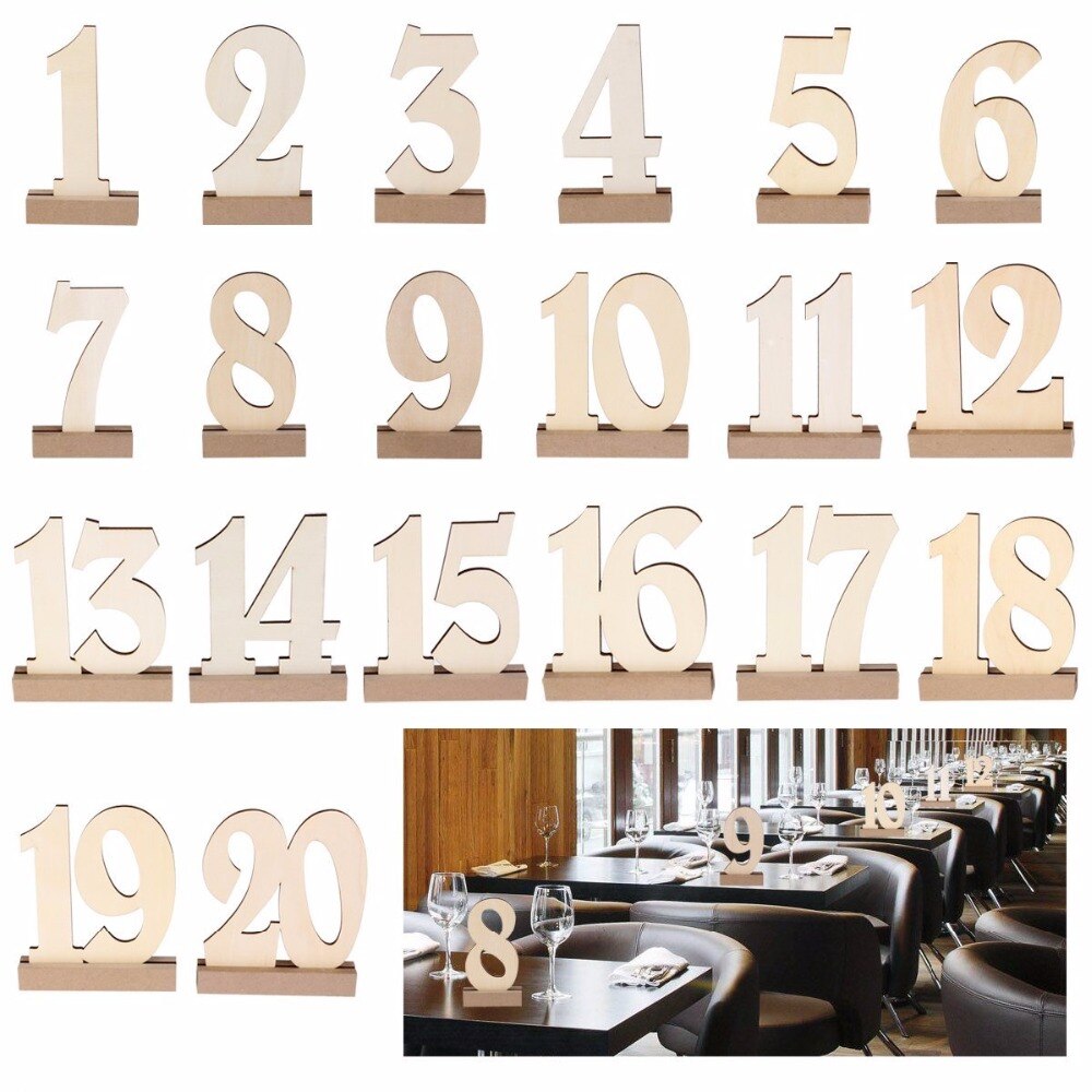 1-20/pak Houten party tafel nummer tag stand bruiloft tafel nummer houder rustieke hessische bruiloft tafel decoratie