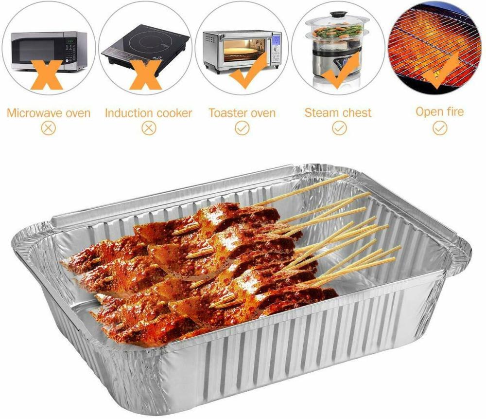30 st 570ml engångsbbq droppbricka aluminiumfolie tennfodral för fettuppsamlare byte foderbrickor utan lock