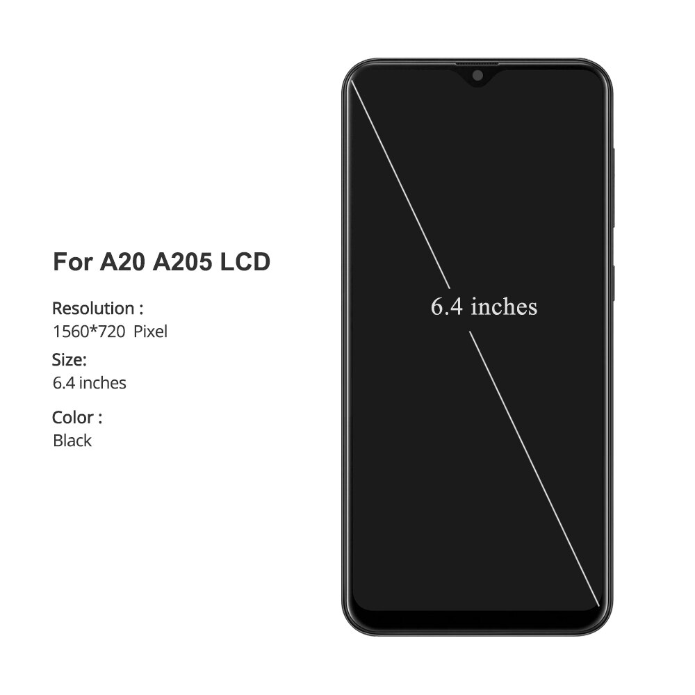 6.4 "Lcd 'S Voor Samsung Galaxy A20 A205 SM-A205F Lcd-scherm Vervanging Voor Samsung A20 A205 A205F Display