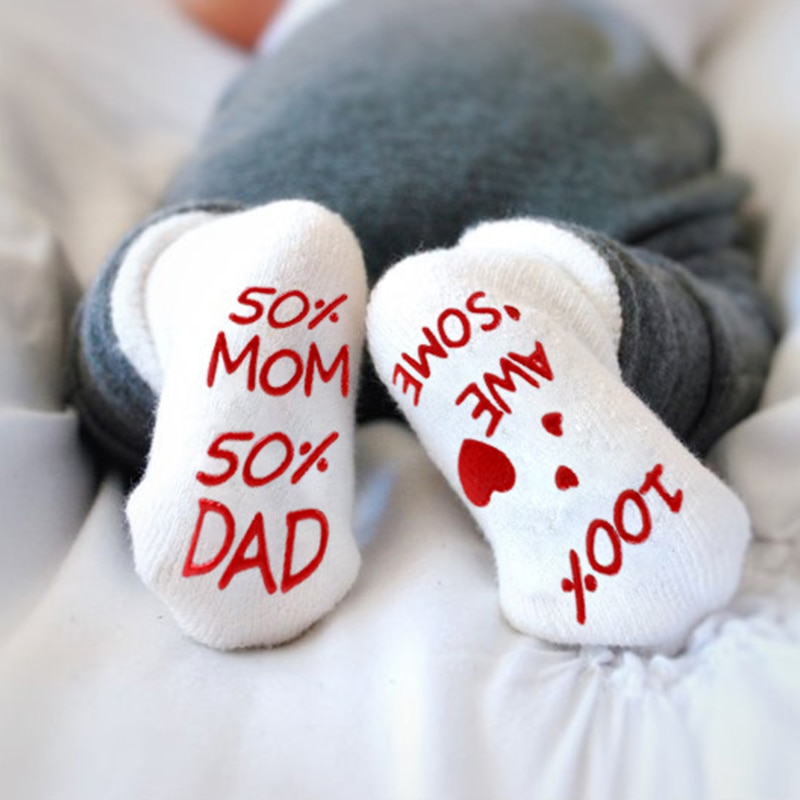 0-12 Months Newborn Socks Funny Cute Letter Baby Socks Cotton Warm Infant Toddler Anti Slip Socks