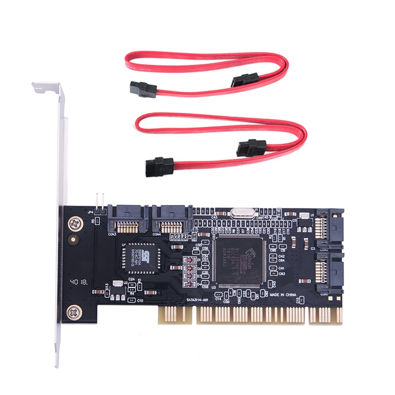 4 Ports PCI SATA Raid Controller Internal Expansion Card With Two Sata Cables, For Desktop PC,Support SATA Hard Drive: Default Title