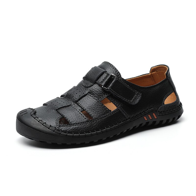 Sandalen cuir rubber heren sandel sandalle hombre sandalia work playa sandalen-heren leer maat zandalias heren erkek romanas man: Zwart / 38