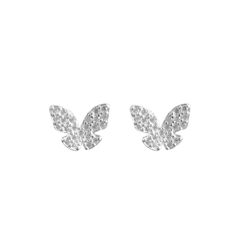 3 stücke/lot 925 Sterling Silber Stud Ohrringe Für Frauen Kristall Zirkon schmetterling form Ohrring Piercing Ohrringe Schmuck