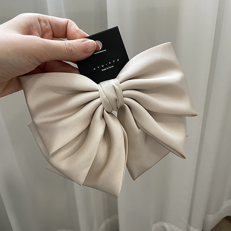 Grampo de cabelo grande laço para mulheres, monocromático cetim rabo de cavalo hairpin, streamer vermelho elegante, acessórios simples para meninas, moda: Verde