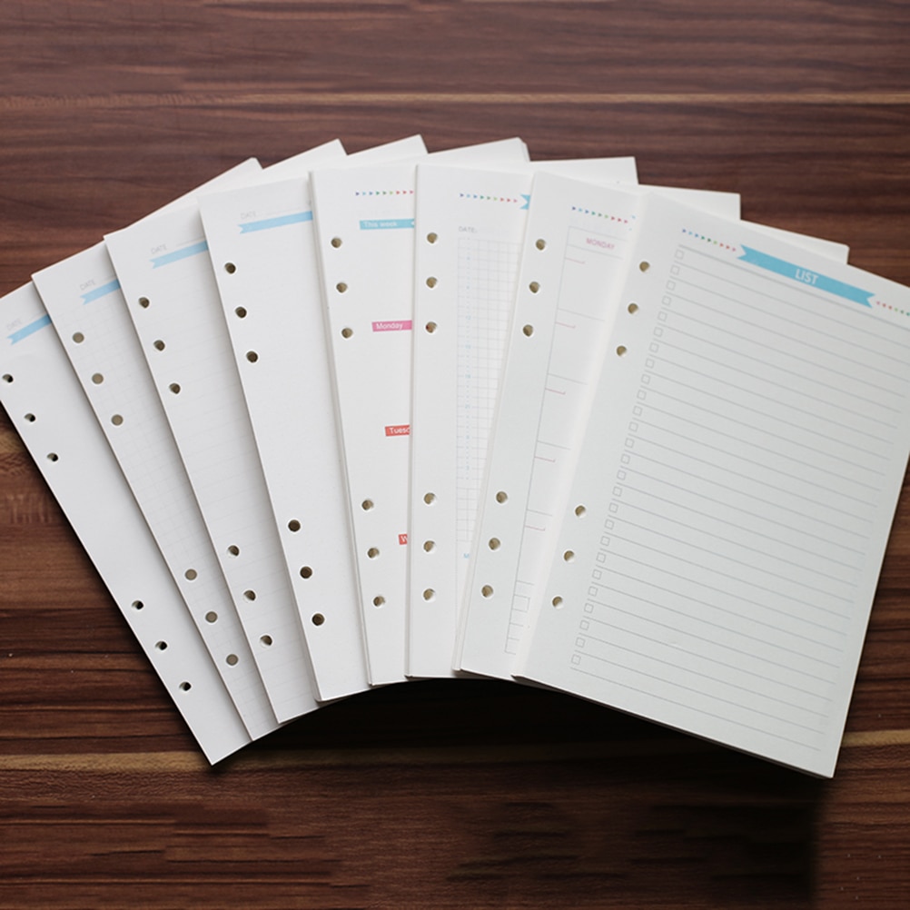 40 Sheets A6 Size 6-Hole Paper Refills For Notebook Planner Journal Dairy (TODO Diary)