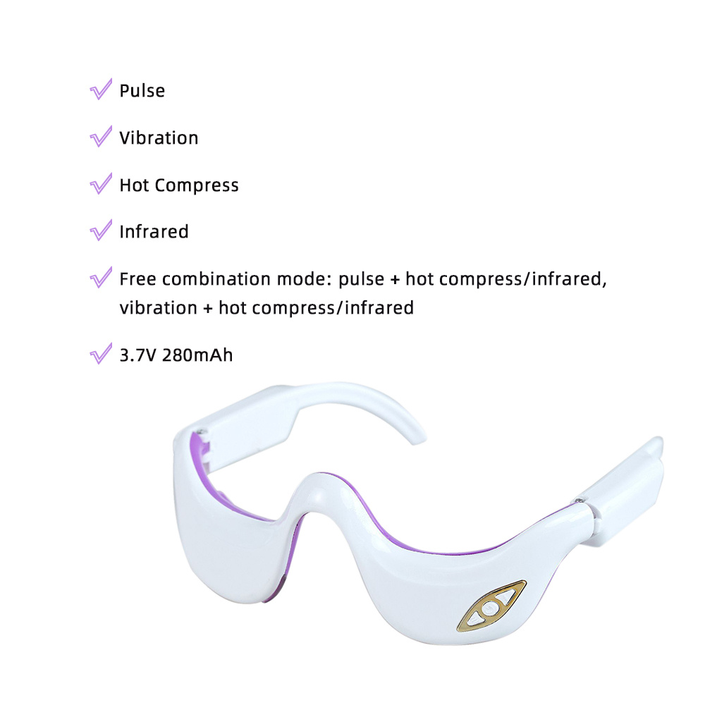 EMS Pulse Vibration Under-Eye Massager Heated Relieves Eye Fatigue Eyes Massage Glasses Dark Circle Eye Bags Eye Fat Remover: Gold