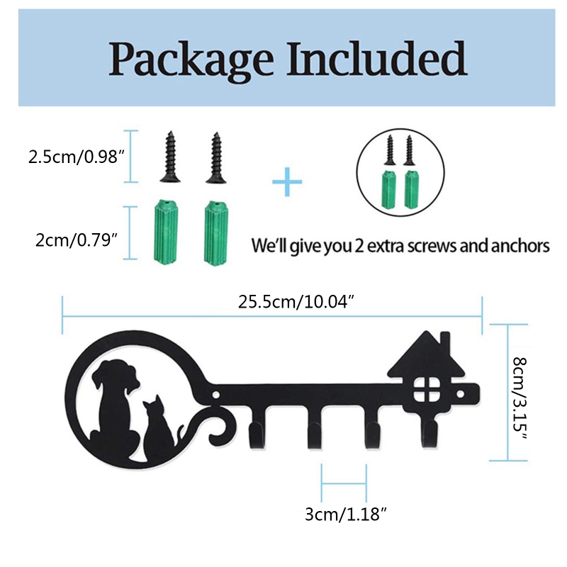 Wall Mounted Key Holder 4 Hooks Hanging Rack Cute ... – Grandado
