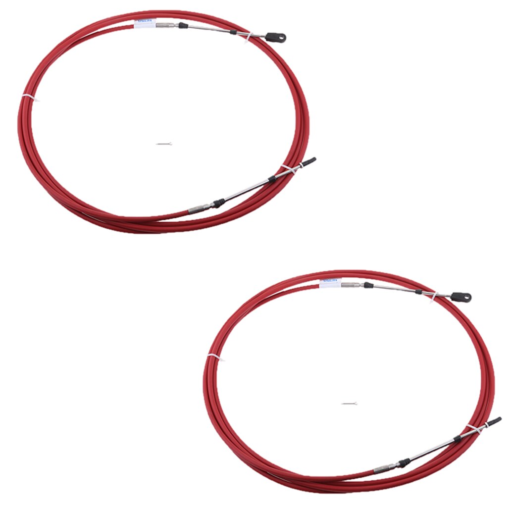 2Pcs 12Ft Red Marine Boat Engine Throttle Control Cable for Yamaha Motor