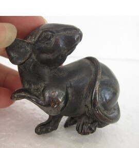 Chinese Zodiac Oude Pure Bronze Muis Rat Standbeeld Beeldje