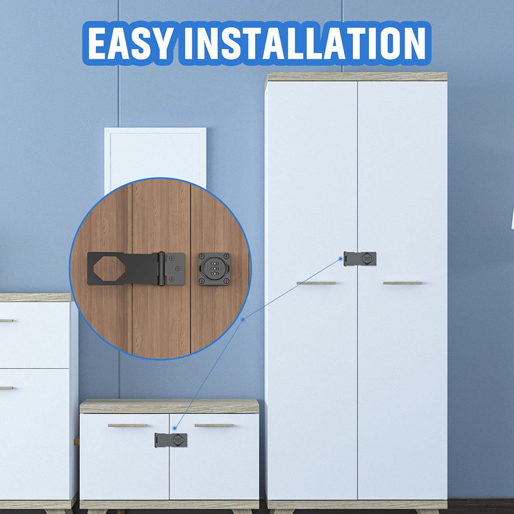 Huishoudelijke kast Wachtwoord Hasp Sloten Kastdeur Combinatieslot Deurbeveiliging Schuifgrendelslot voor kleine deuren Kasten Deur