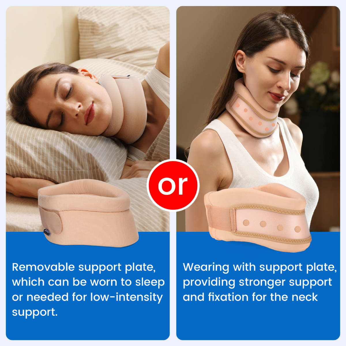 VELPEAU Neck Brace Support Foam for Neck Pain and Spine Pressure Adjustable Cervical Collar for Snoozing and Sleep Apnea