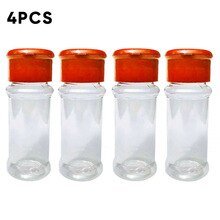 4 Stks/set Plastic Spice Zout Peper Herb Fles Jar 100Ml Opslag Helder Keuken J: Red