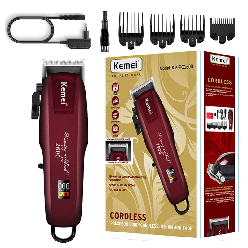Kemei hair trimmer for men powerful beard hair clipper cordless electric edge hair cutter machine rechargeable: with box