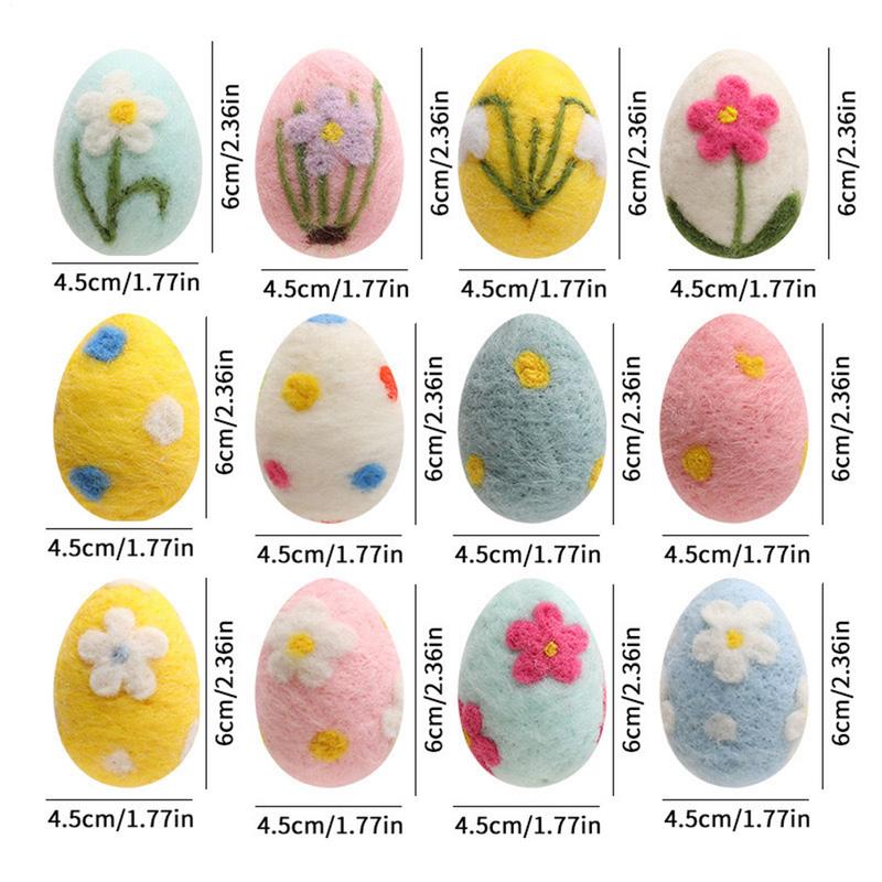 Huevos de Pascua de fieltro para manualidades, 12 piezas, adornos grandes de huevos de fieltro Pastel, exquisita guirnalda de árbol para el hogar, manualidades, decoración de Pascua