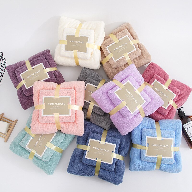 17 Kleuren Coral Fleece Absorberende Haar Zwemmen Gezicht Hand Badhanddoek Sets Microvezel Handdoeken Badkamer Handdoeken Microfiber Handdoek Set