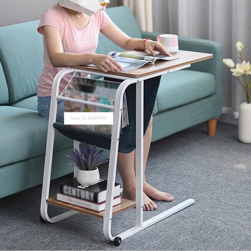 Multipurpose Mobile Computer Table Living Room Removable Sofa Side Table Portable Bed Table Desk with Storage Holders