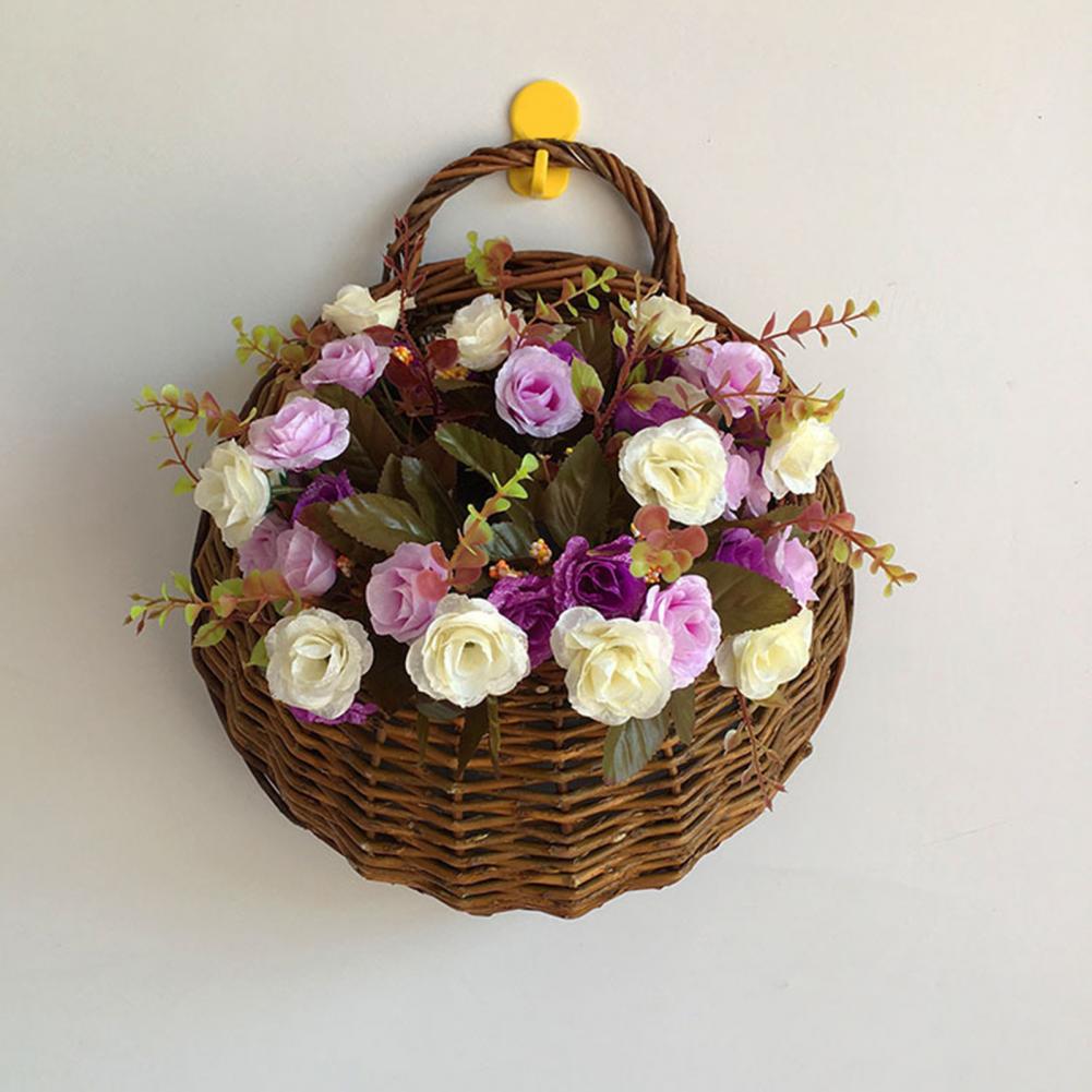 Plant Hanging Basket Pastoral Round Ornamental Multi-purpose Wicker Hanging Baskets Flower Baskets Gardening Supplies
