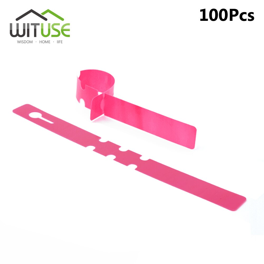 Etiquetas impermeables para vivero, tipo T, cinta de 3 tipos de plástico, para flores y plantas gruesas, bandeja, Mark para herramientas de jardín, 50/100 Uds.: Ribbon Pink
