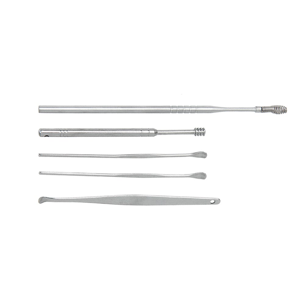 5 Stks/set Rvs Ear Wax Remover Spiraal Oor Pick-Eye Oren Earpick Lepel Oor Tikken Clean Tool