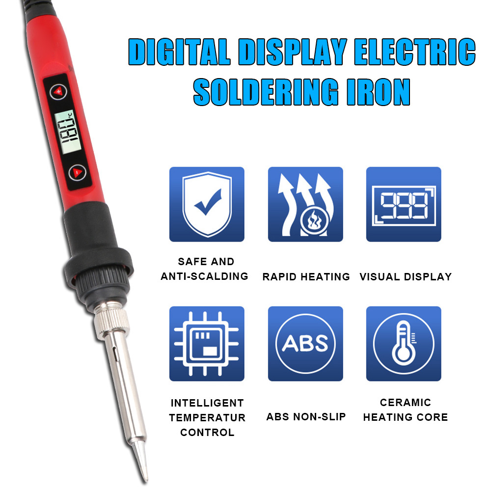 Electric Soldering Iron Soldering Iron Adjustable Temperature LCD Display Welding Repair Tools 60W Handle Heat Pencil