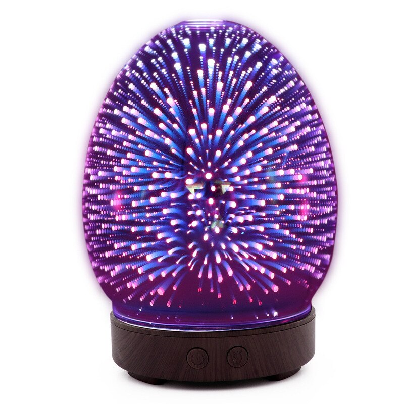 3d glazen etherische olie aromatherapie diffuser voor thuis, ultrasone luchtbevochtiger, olie aroma diffuser met led-licht voor thuiskantoor
