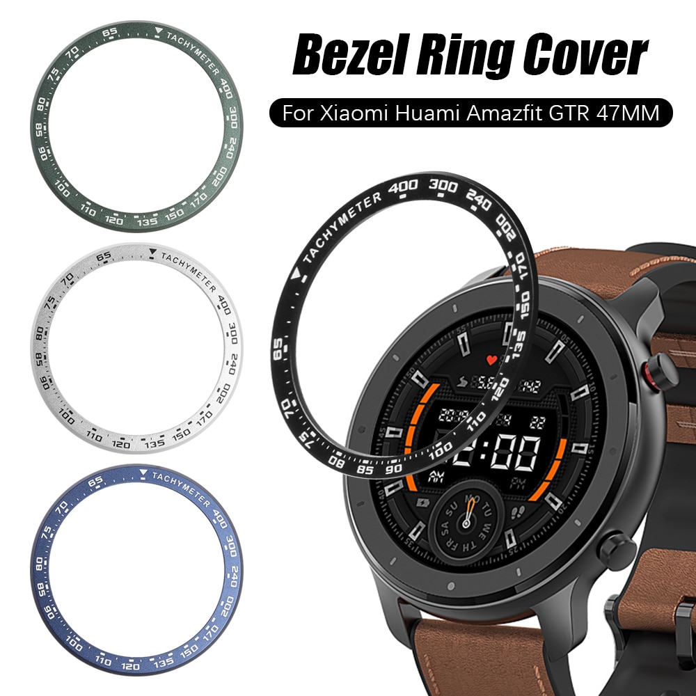Pour Xiaomi Amazfit GTR 47MM métal bord extérieur couverture lunette anneau cadran échelle vitesse tachymètre étui pour Amazfit GTR 47 Film