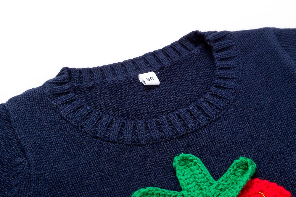 Herfst En Winter, Baby meisje Leuke Trui, Diepe Blauwe Aardbei Patroon Puur Katoen Gebreide Trui, mooie & Lovely