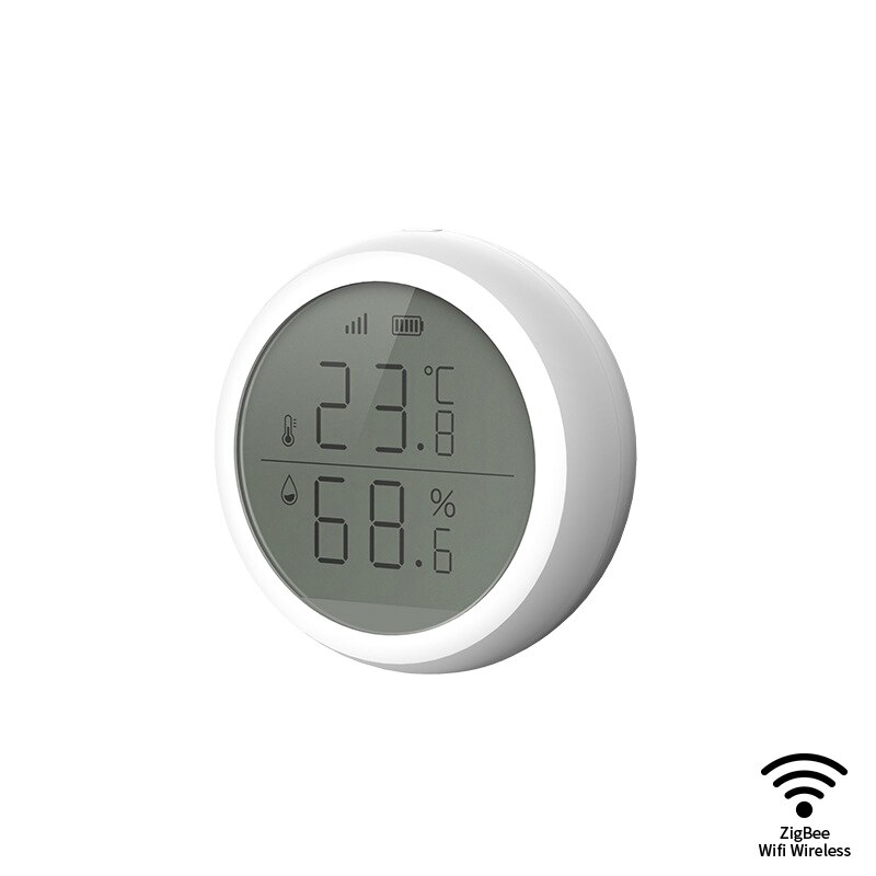 Multifunctional Zigbee Smart Temperature Humidity Sensor With LCD Screen Battery-Powered Temp Humidity Monitor