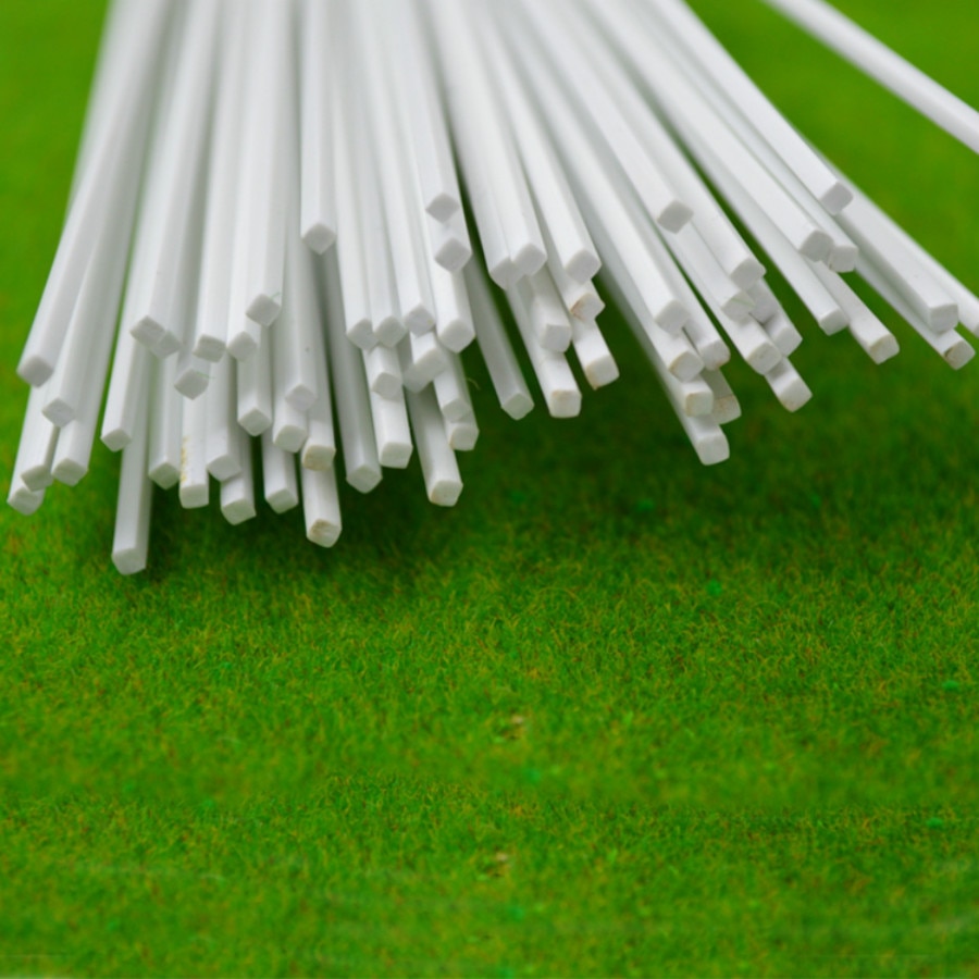 100pcs 0.5mm 1.0mm 1.5mm 2mm ABS square plastic rod 50cm length scale model plastic round building material rod