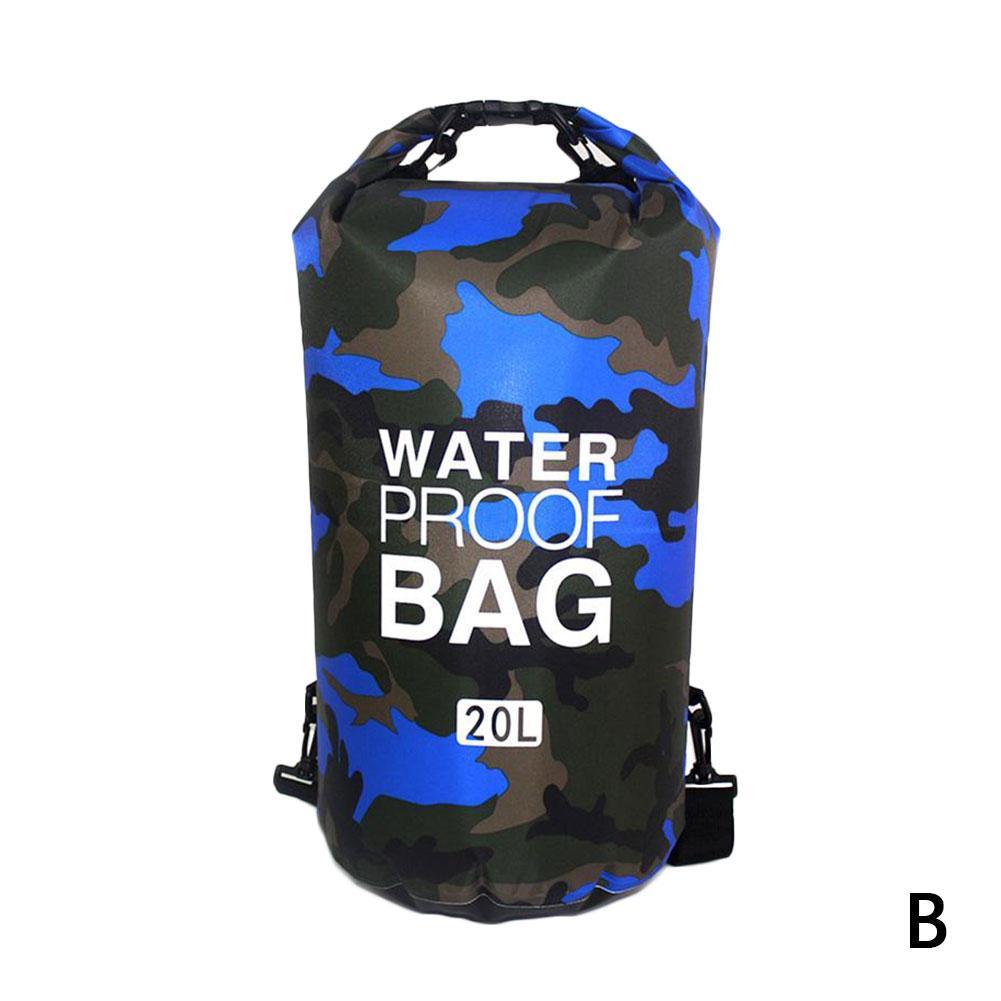 Dry Camouflage Portable Rafting Diving Outdoor Bag Sack PVC Waterproof Folding Swimming Storage Bag for River Trekking: B / 20L