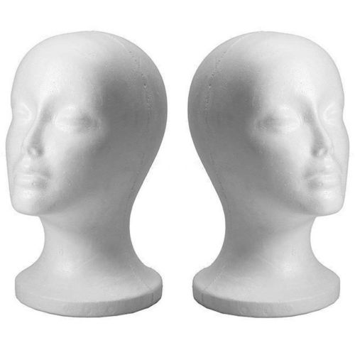 53*26CM Female Styrofoam Mannequin Wig Glasses Hat Display Stand Popular Foam Head Model Storage Holders White 1Pc Wig Stands