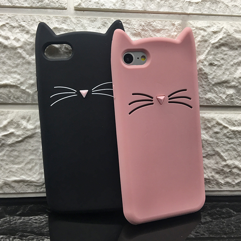 Funda para Iphone 5 5SCute silicona 3D brillo suave TPU gato fundas de teléfono Apple 6 6s 7 8 11 X XR Xs Max Fundas Coque para niña
