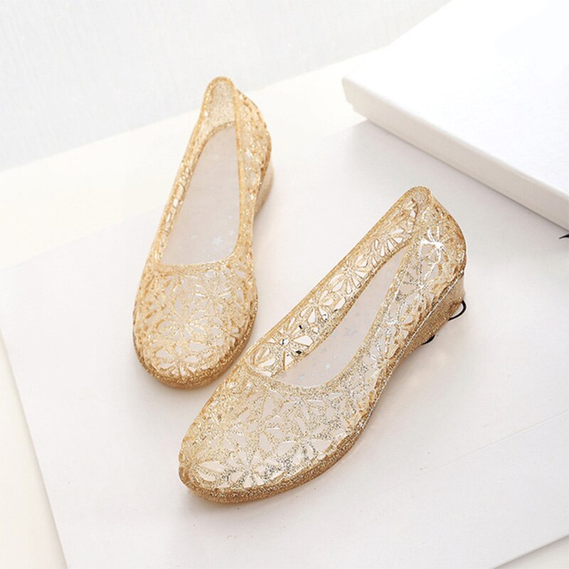 Summer Womens Sandals Flat Jelly Shoes Hollow Out Slip-On Loafers Female Soft Comfort Casual Shoes Ladies Footwear