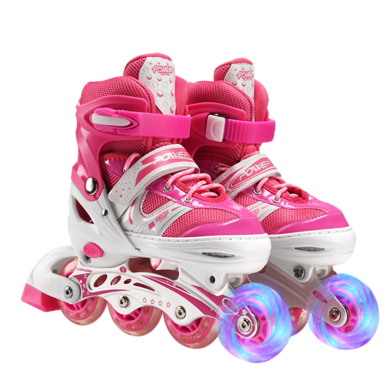Adjustable Children Inline Skates Outdoor Sports Full Flash Rollerblades Inline Skates Luminous High Elestic Wheel Skates
