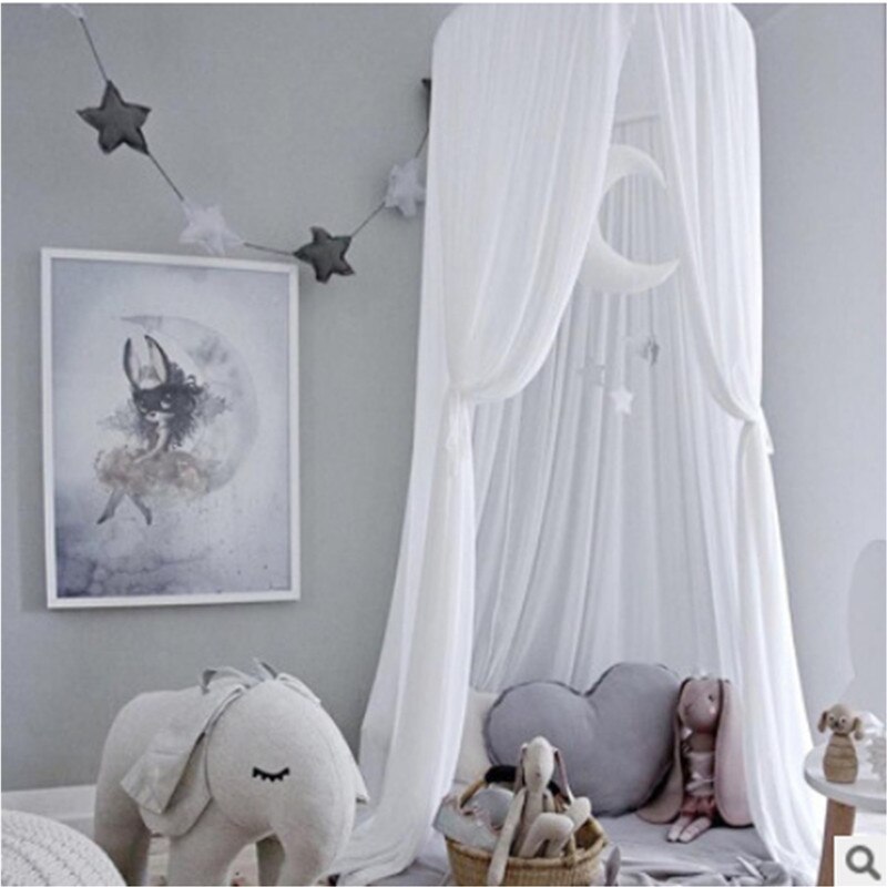 Kids baby bed canopy bedcover myggenet gardin sengetøj kuppel telt værelse indretning: 1
