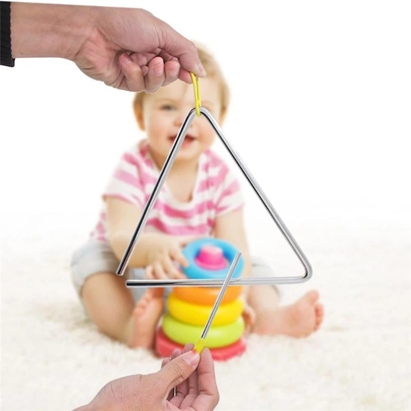 Musical Triangle Hand Percussion Instrument with Striker for Children Music Enlightenment 5"/6"/7" Percussion Triangle Iron