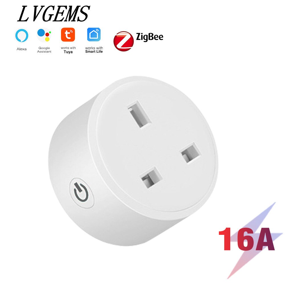 Tuya ZigBee Smart Plug Socket UK Plug Power Monitor Works With Alexa Google Home: Zigbee Socket 1pcs
