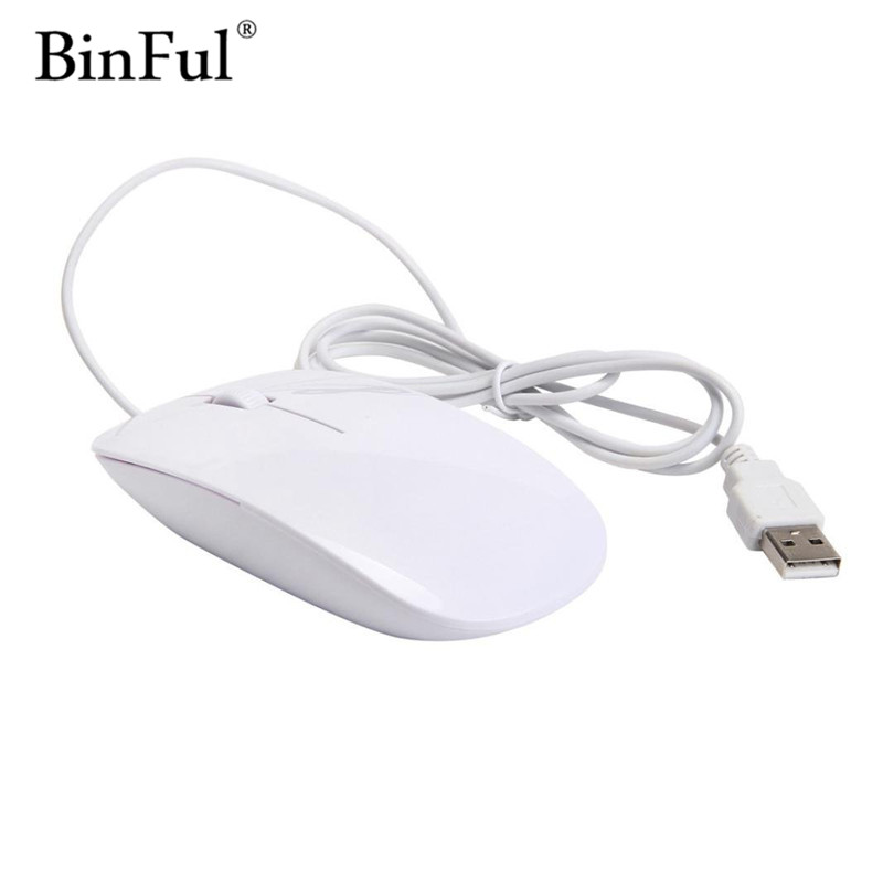 BinFul 1200 dpi Bedrade Optische Muis Ultra Slim Muizen USB voor PC Laptop Zwart Wit