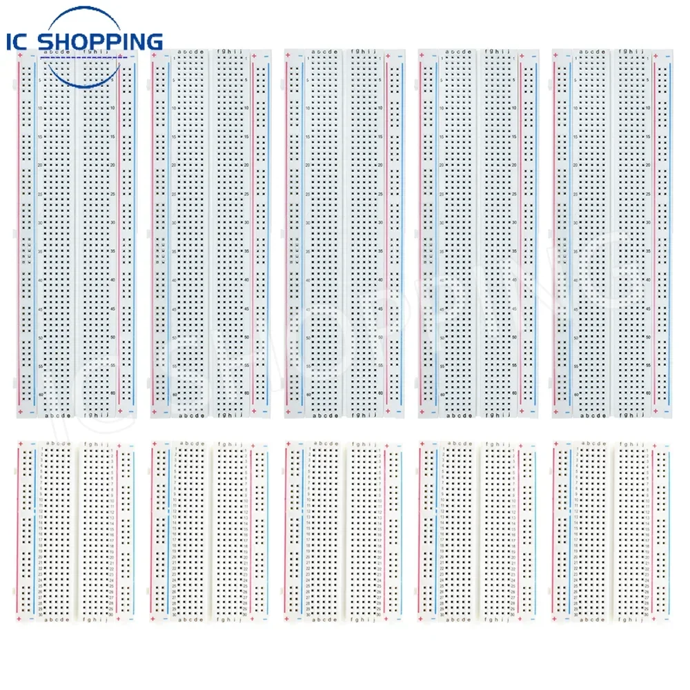 10PCS MB102 Breadboard Kit: Includes 5PCS 830-Point and 5PCS 400-Point Solderless Breadboards for Arduino Projects