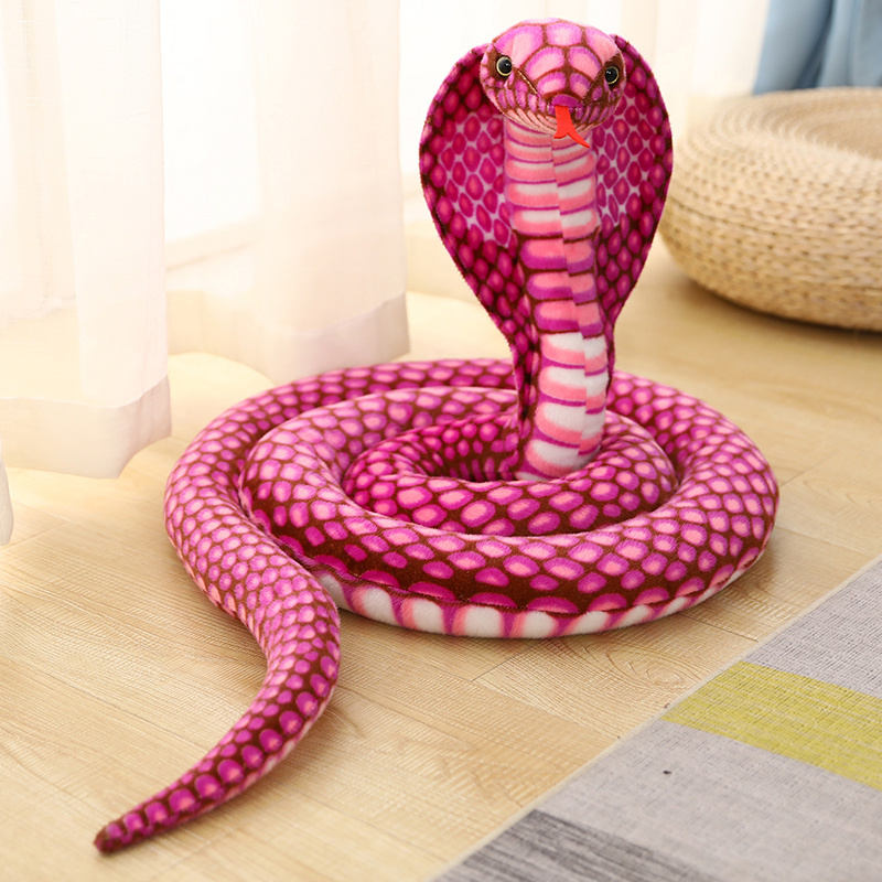 Peluche de Cobra colorido simulado de 80/170/240cm, animales de peluche, serpientes, muñecos de peluche, broma divertida, juguetes suaves para decoración del hogar: Azul / 31cm-50cm