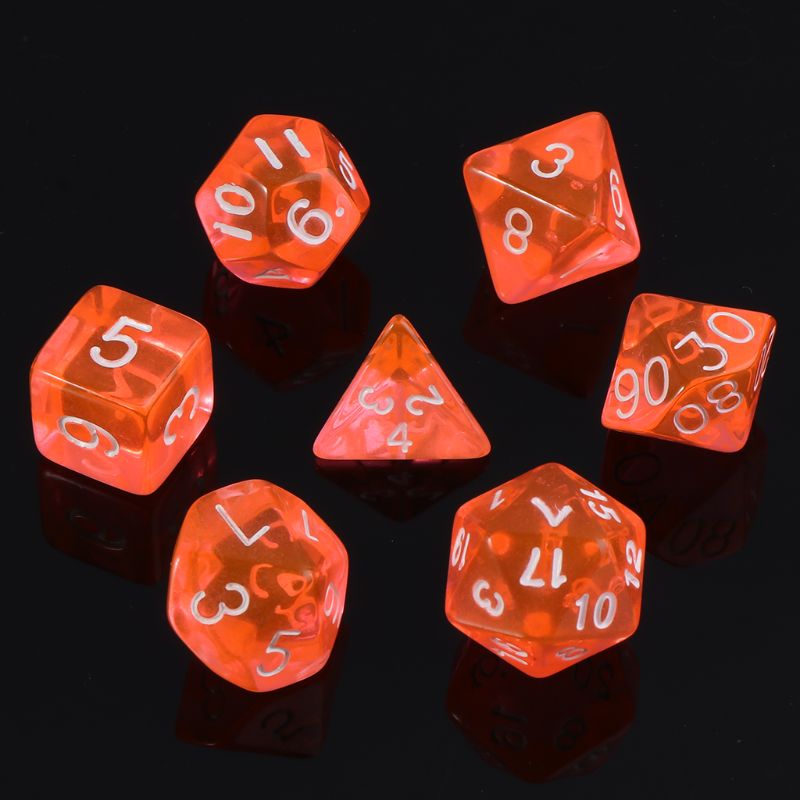 Dice Toys 1 set of 7 sided dice D4 D6 D8 D10 D12 D20 for RPG D&D Poly Dice Board Game: Orange