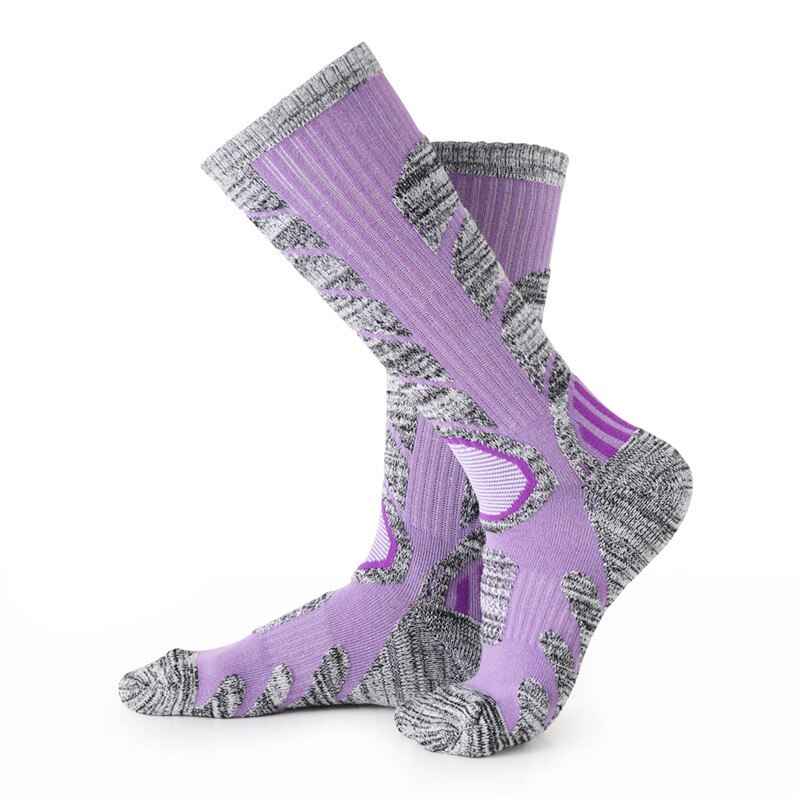 Lange Ski Socken Dicker Baumwolle draussen Sport Camping Wandern Schnee Weiche Socken Snowboard Klettern Winter Warme Männer Frauen Thermische: Violett M