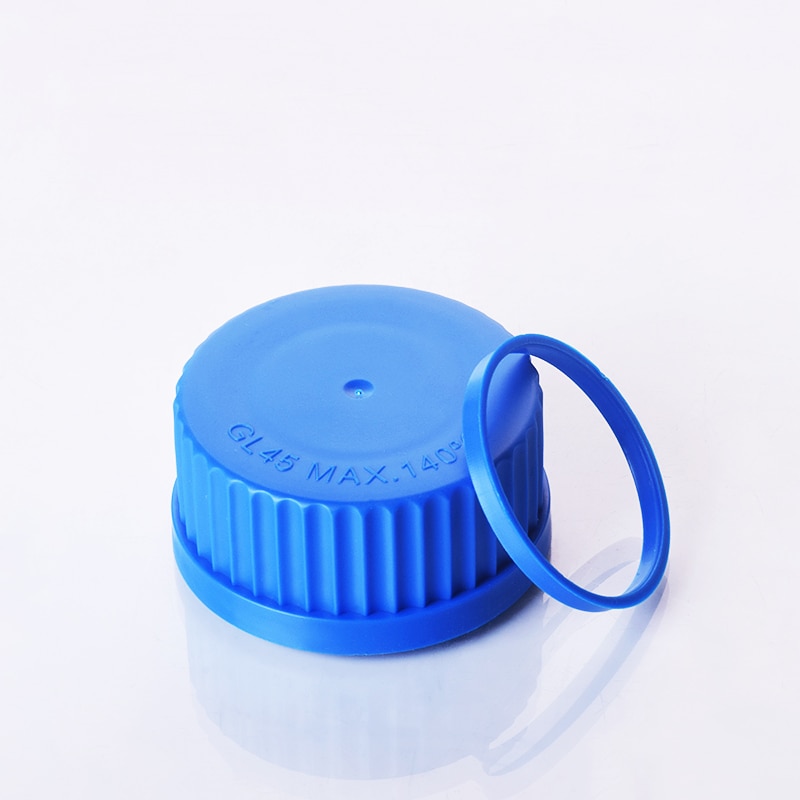 4 Uds tapa de rosca amarilla/azul/naranja, GL 45mm, tapa de rosca de plástico con anillo de bisel roscado