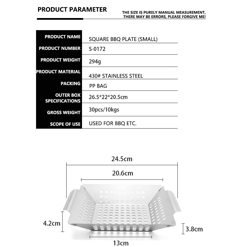 Barbecue Pan Stalen Plaat Bbq Grills Kookgerei Duurzaam Bakken Trays Handig Tool Keukengerei Praktische Party Diy Grill Plaat