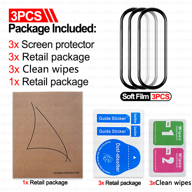 Filme protetor de tela de vidro macio para xiaomi mi banda 4 5 6 miband relógio inteligente capa protetora caso cinta pulseira acessórios: 3pcs Soft Film / For Xiaomi band 6