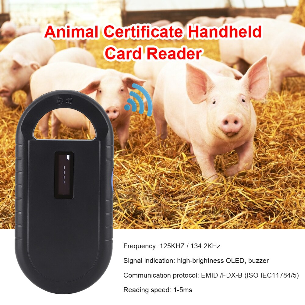 Animal Pet ID Chip Digital Scanner Pet Certificate USB RFID Dog Cat Handheld Identification Tag Card Reader Chip Transponder