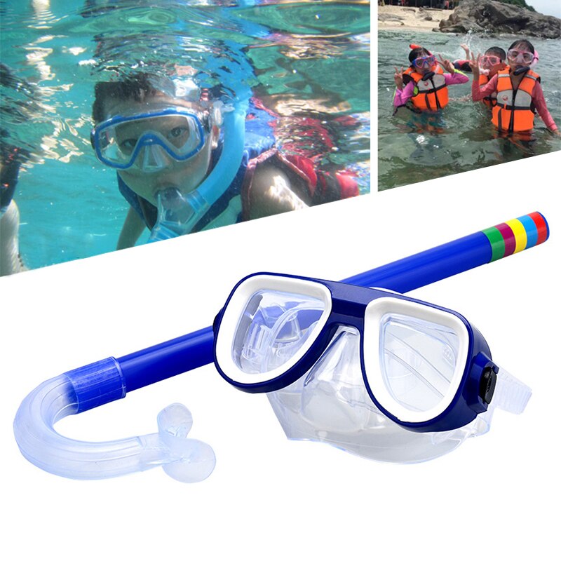 Kid Children Diving Snorkeling Mask Swimming Scuba Total Dry Snorkel and Mask Glass Lens PVC 4 Color Diving Glasses
