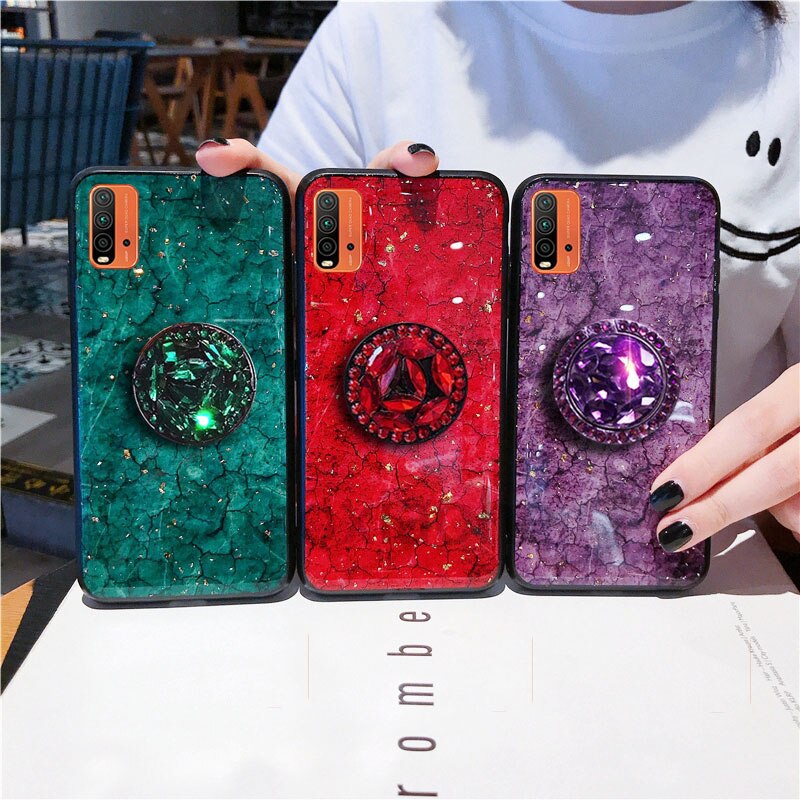 For Redmi 9T Soft TPU Rhinestone stand casing Redmi 9T cover